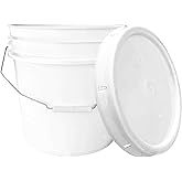 MKS Plastics 3.5-Gallon Bucket with Airtight Lid – Made in USA, Food Grade BPA Free Plastic, Heavy Duty Multi-Use, Metal Handle with Grip, Stackable Storage – White, 1 Pack