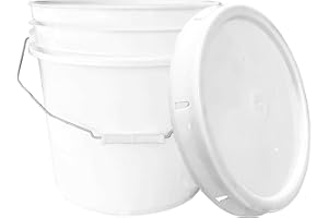 MKS PLASTICS 3.5 Gallon Bucket & Lid - 90 Mil All Purpose Pail - Made in The USA - Food Grade - Contains No BPA Plastic - Recyclable (1, White)