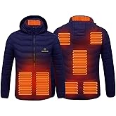 REIOASUD 2026 Heated Hoodie Zip Heated Jacket Multiple Heating Zones Coat with 3 Heating Levels for Men Women Winter Outdoor