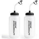 UICE Hockey Water Bottle with Long Straw 2-Pack & 1 Liter (34 Oz) BPA-Free Sports Water Bottles Easy Squeeze Bottle Lid with Extra Cap for Football Lacrosse Boxing Helmet Sports