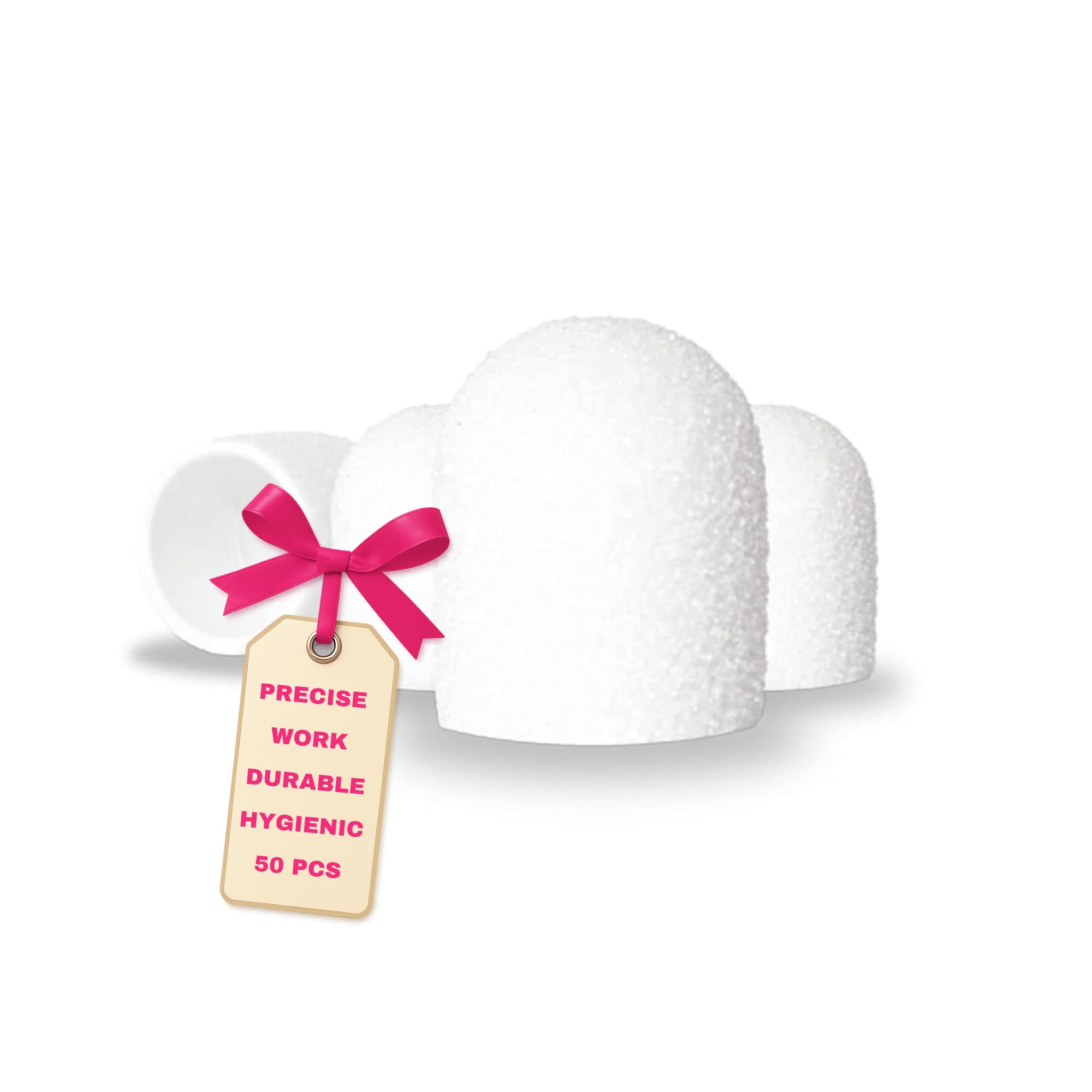 LALILL Sanding Caps LUX Pack of 50 - White Cutter Caps for Nail Cutters - Manicure, Pedicure & Podiatry - Attachments for Foot Care, Callus Removal, Nail Modeling, 10 mm 150 Grit