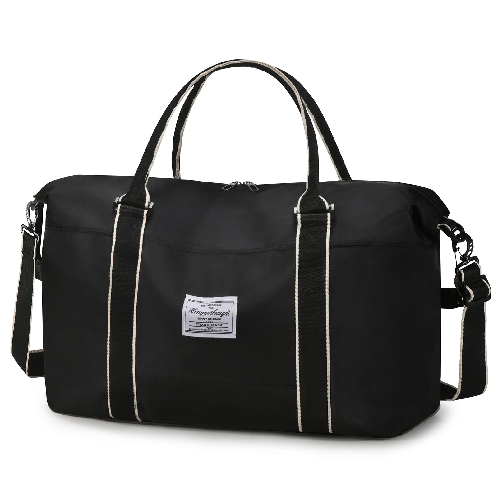 BAGZY Easyjet Handgepäck 45x36x20 Handgepäck Tasche für Flugzeug 32L Faltbare Reisetasche Wasserdicht Sporttasche Weekender Handgepäck Koffer Mit Nasse Tasche Herren Damen Für Fitness, Arbeit,Black
