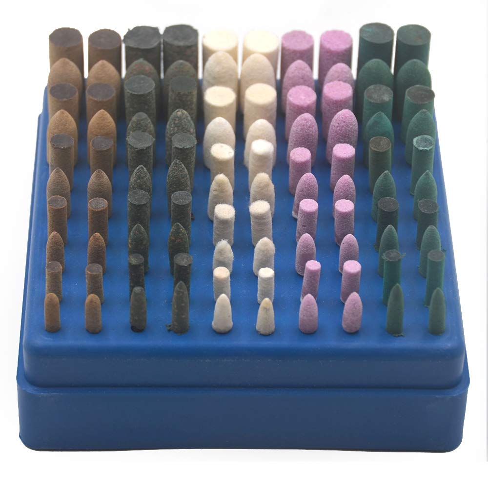 Oudtinz Polishing Grinding Wheels Wool/Sesame/Rubber/Cowhide Grinding Tools- Mixed Set 3mm Shank-100 Pieces