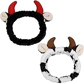 AIBFRID 2PCS Cow Spa Headband Skincare Headbands Make Up Hairband for Washing Face Cute Animal Head Band for Women Girls