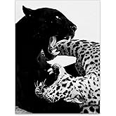 WLZWD Black and White Cheetah Wall Art Trendy Panther Vintage Leopard Poster Funky Wildlife Animal Aesthetic Canvas Prints for Bedroom Living Room Wall Decor 12x16 inch Unframed