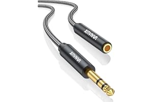 VANAUX 1/4 Inch Extension Cable, 6.35mm 1/4" TRS Male to Female Headphone Guitar Extension Cable with Guitar,Keyboards,Bass,Electronic Drum,Pedal Effects,Amplifier,Mixer,Speaker (16.5feet/5m)