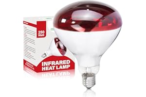 REPTI HOME 250W Infrared Heat Lamp for Chicken, Red Heat Light Bulb R125 1 Pack, Heat Lamp Bulb for Chick Croop, Reptiles, Pets, Food
