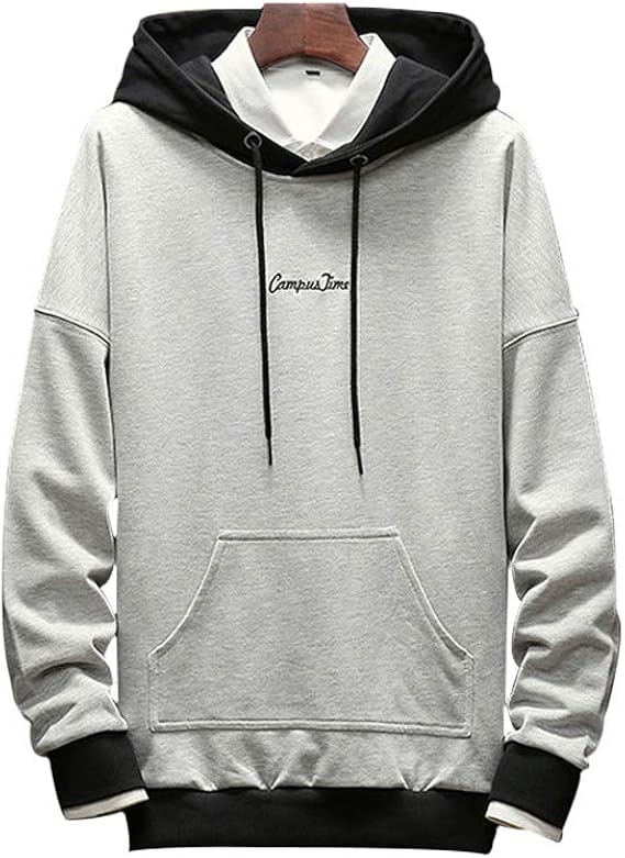 Amazon Yusoi パーカー メンズ 長袖 フード付き レイヤード スウェットパーカー 黒 白 シンプル カジュアル おしゃれ プルオーバー トレーナー パーカー 通販