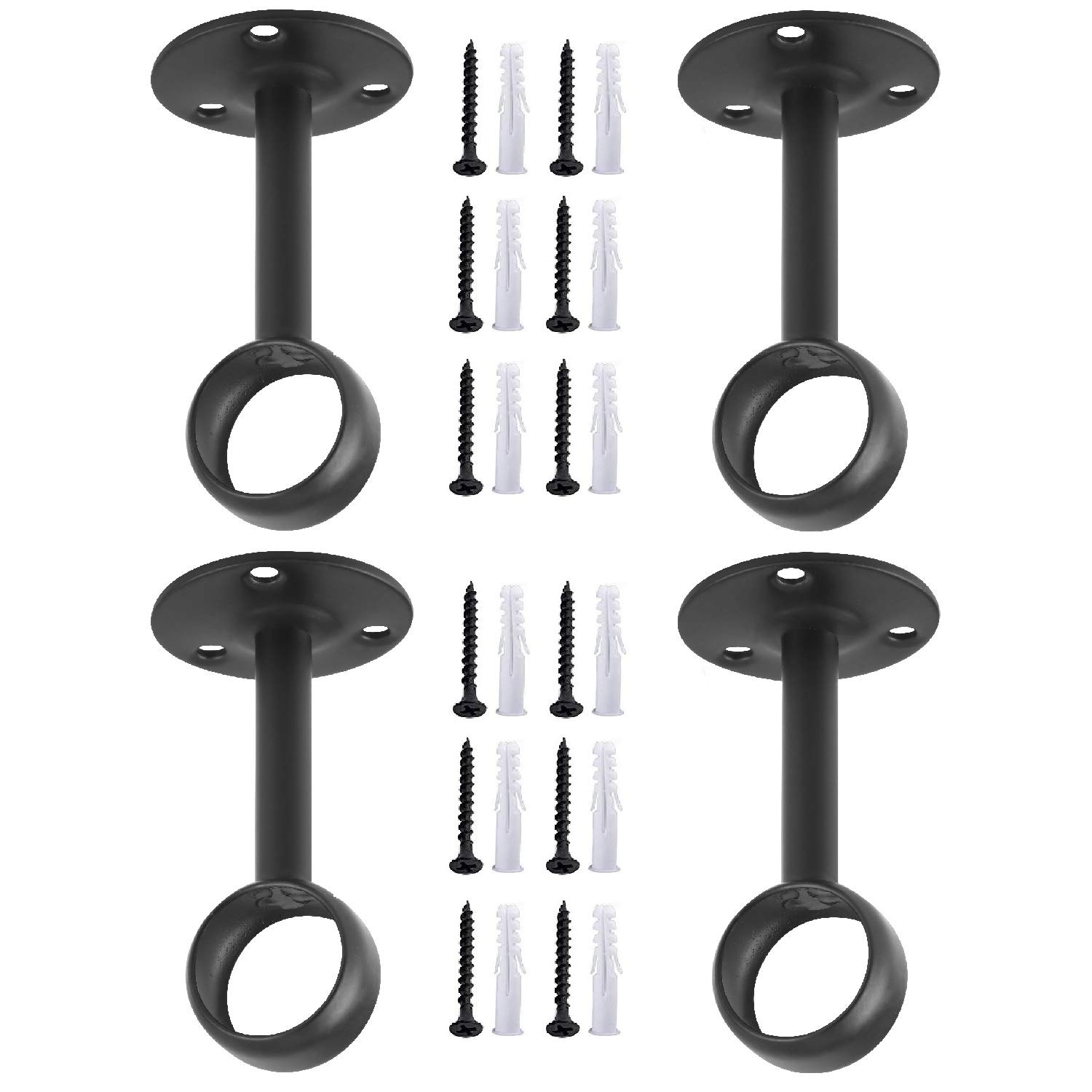 4 Pcs Black Anndason Curtain Rod Ceiling Mount Bracket Curtain Rod Brackets Curtain Rod Holders Rod Holders