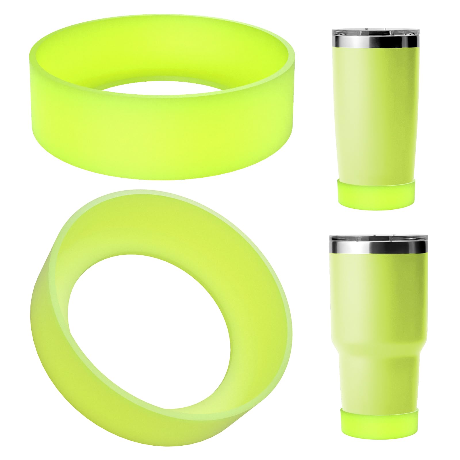 Linkidea 2 Pack Water Bottle Boot Compatible with YETI Tumbler 20oz/30oz, Travel Mug 20oz/30oz, Silicone Anti-Slip Waterbottle Bottom Sleeve Cover Protector (Chartreuse)