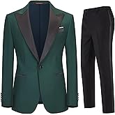 Cenne Des Graoom Men's 2 Piece Suit Set,One Button Slim Fit Formal Wedding Prom Tuxedo Suits,Solid Blazer & Pants