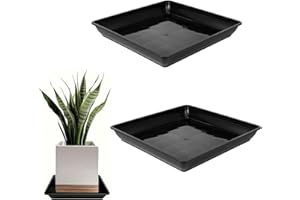 Shoyisenka 2 Pcs Square Plant Saucer, 35 x 35cm Plastic Plant Tray for Water Drainage Flower Pots Drip Tray for Indoors and O
