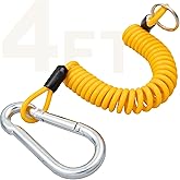 MECMO 4ft Breakaway Trailer Cable Trailer Brake Safety Cable Heavy Duty Stainless Steel Spring Towing Coiled Wire, Replacement Trailer Break Away Switch Safety Lanyard for RV Trailer Emergency Camper