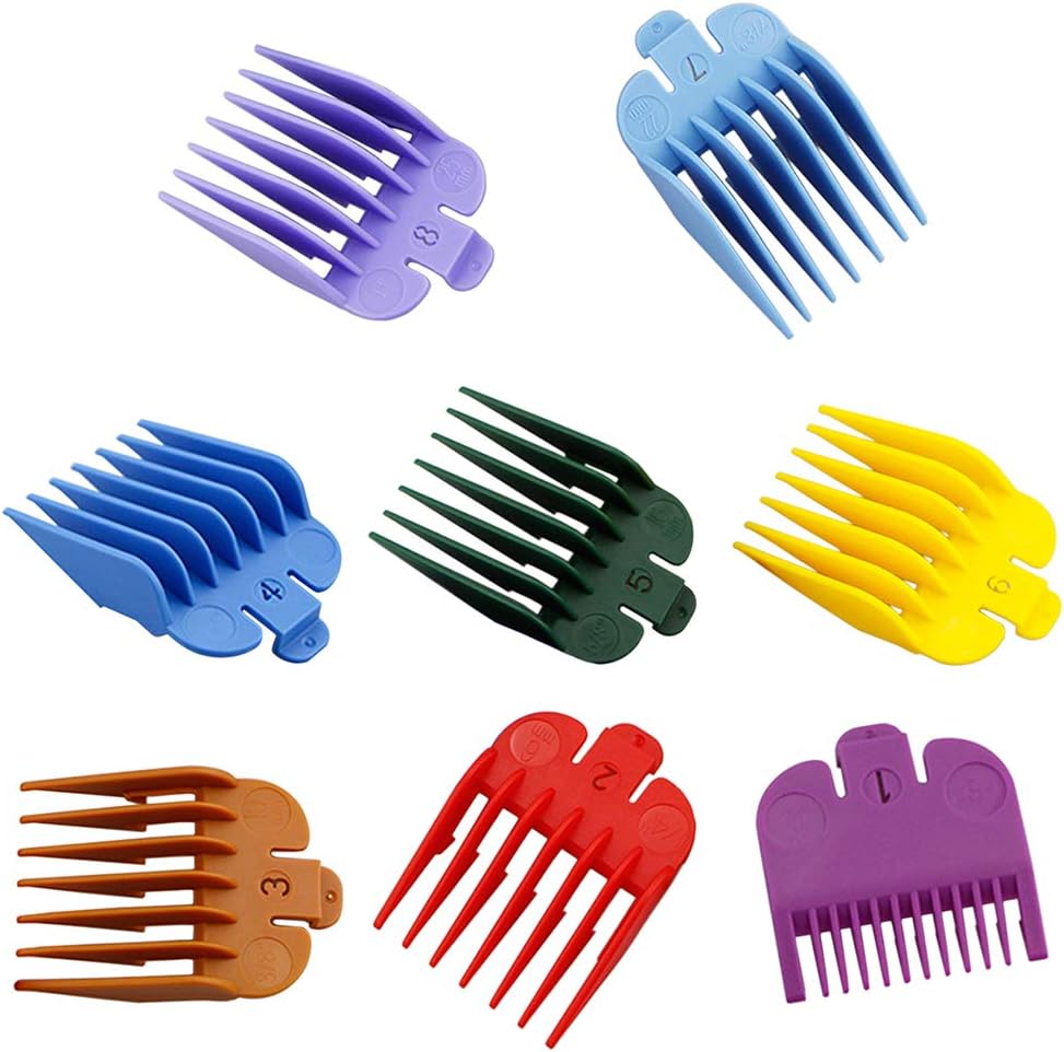 Fosheng Electric Clipper Blade Limit Comb for Wahl 8591/Kemei 2600/2601/Babyliss 8700/880 - Barber Trimmer Guards 8 Pcs Tools