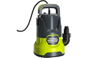 SHANGDA Submersible Water Pump 1HP Portable Sump Pump 4000GPH Water Removal Pump Electric with Adapters for Pool Draining Basement Garden Spa Hot Tub Pond Flood Yard Water Tank