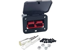 JooFn 175A Plug Mounting Panel with Cover for Anderson SB175 Connectors Flush Mount Recessed Plate (Red-1pc)