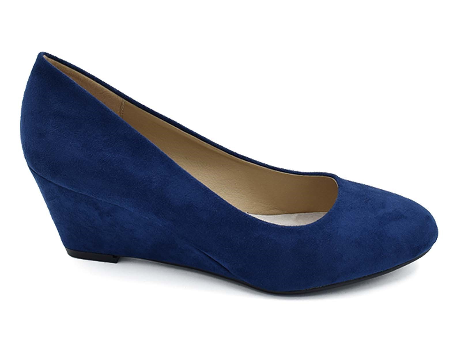 Greatonu Women's Wedge Pumps Closed Toe High Heel Slip on Office Dress Shoes - Image 4