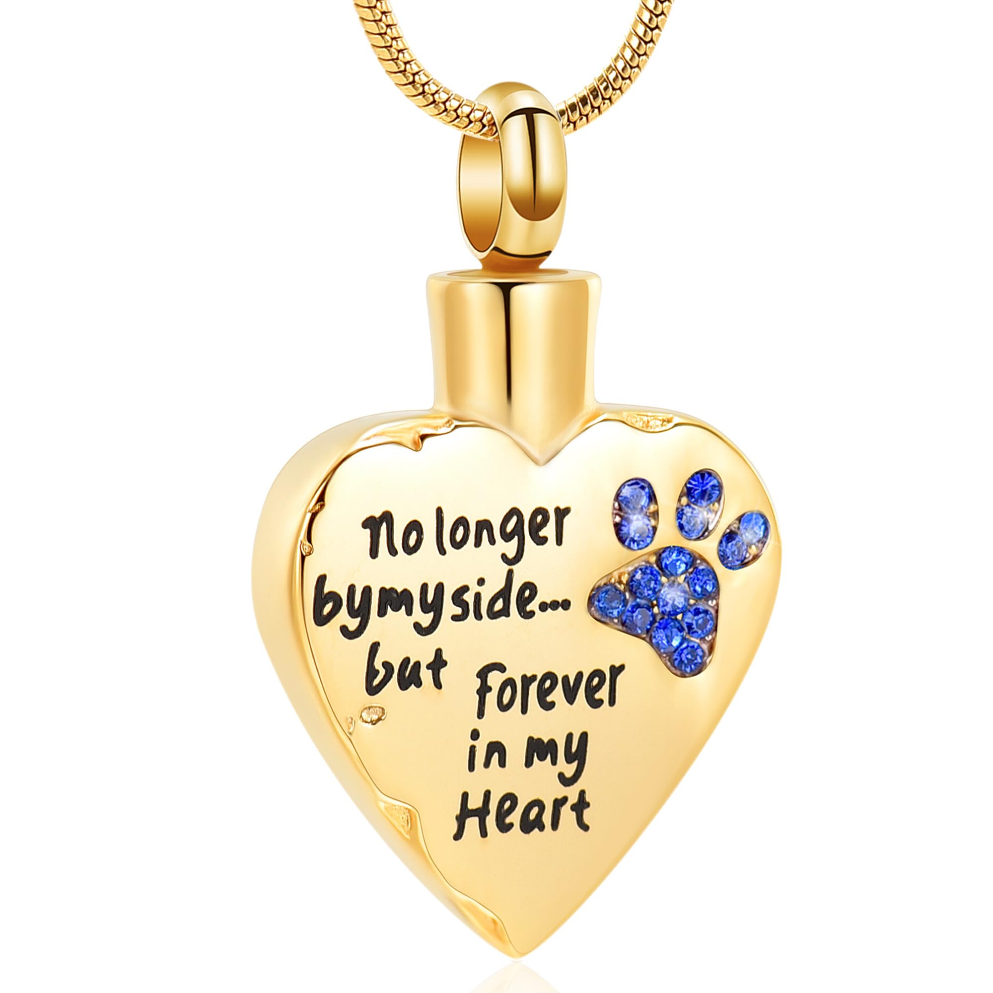 VCCWYQK Urn Necklace for Ashes Personalized Urn Pendant Heart Necklace Pets Paw Print Keepsake Waterproof Memorial Gifts for Dogs