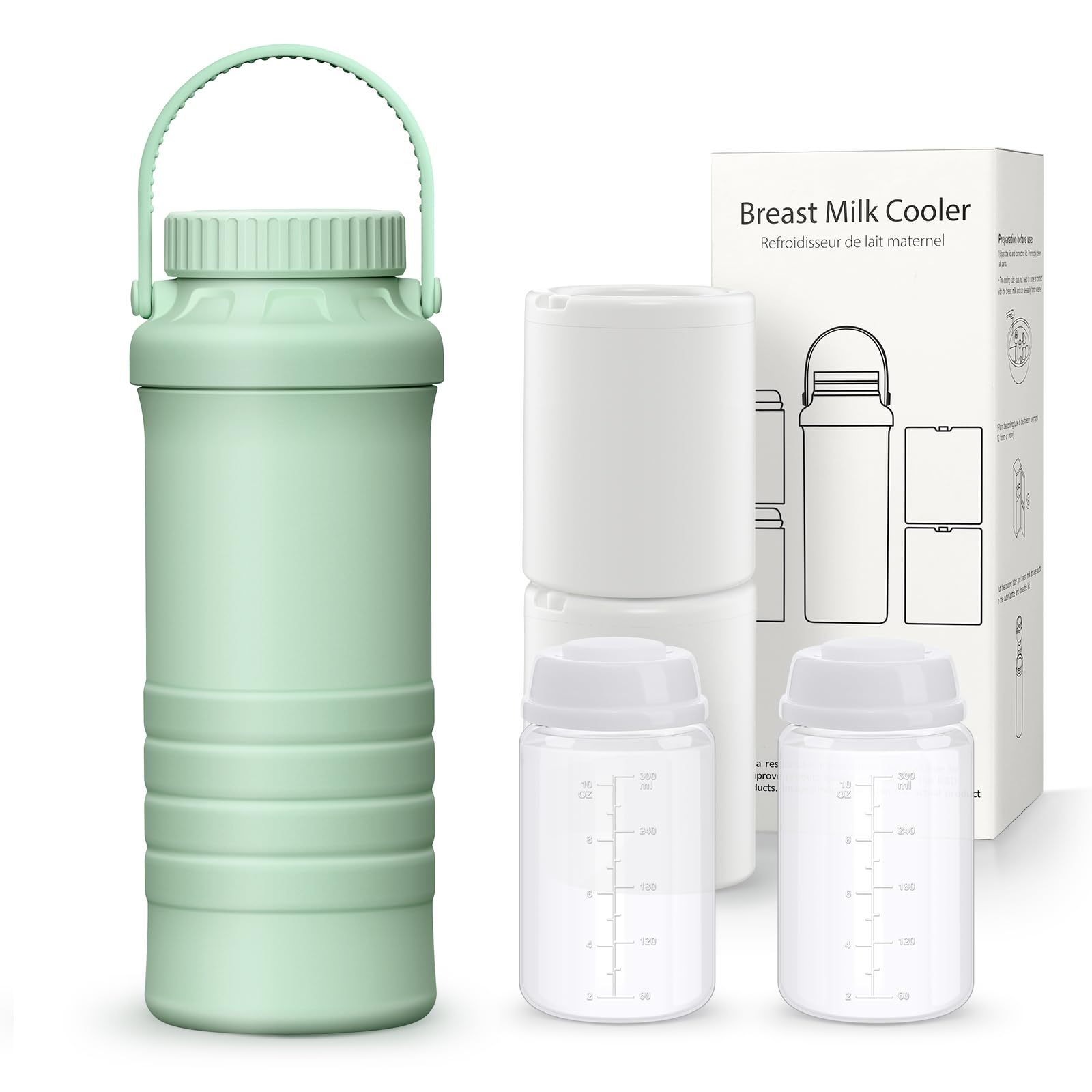 Photo 1 of 22oz Portable Breastmilk Cooler Bottle, Stainless Steel Breast Milk Chiller, 360° Total Cooling for 24 Hours, Stainless Steel Cooler with 2pcs Baby Bottles for Breastmilk Storage