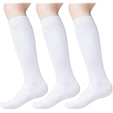 hakugoo Knee High Socks for Girls Boys School Uniform Set - 3/6 Pack Cotton Tube Socks in Black, White, Navy Blue