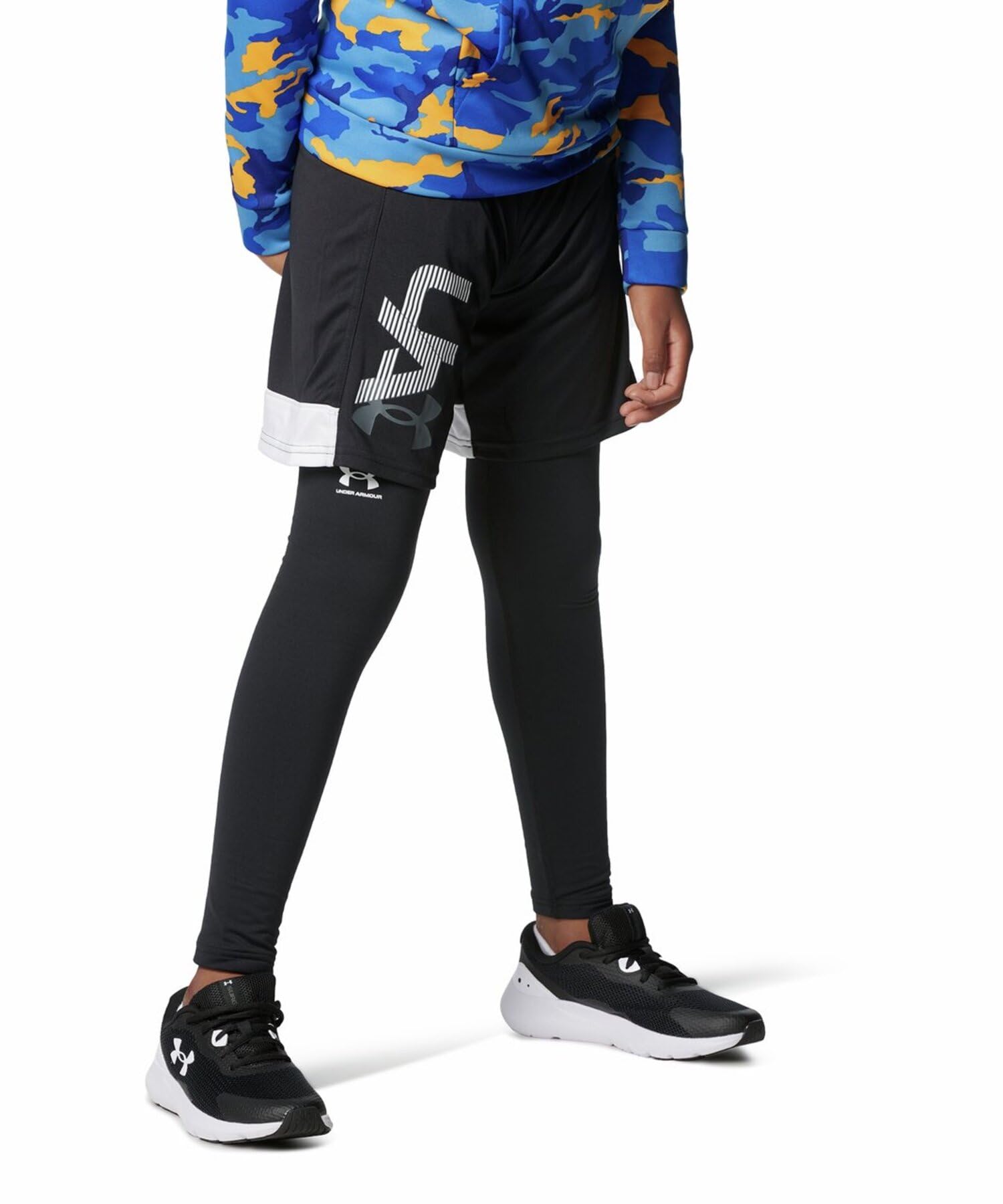 Under Armour Boys ColdGear Armour Baselayer Leggings , Black (001)/White , Medium Image Under Armour Boys ColdGear Armour Baselayer Leggings , Black (001)/White , Medium Image