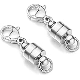 Mizeer Stainless Steel Magnetic Necklace Clasps and Closures, Magnetic Clasp Converter for Jewelry Making Supplies, Chain Extender Connector for Bracelet (2pcs Silver)
