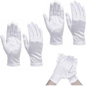 DOPENSPI 2 Pairs White Kids Gloves, White Short Gloves | Kids Cosplay Glove for Girls Boys Birthdays Weddings Costume Party F