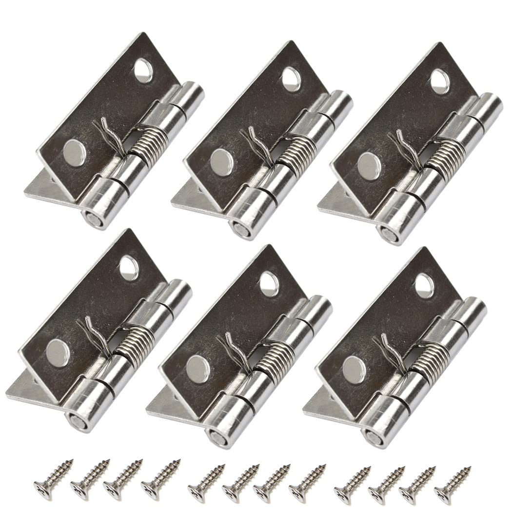 6Pcs 2" Spring Door Hinges, Heavy Duty Window Hinge 304 Stainless Steel for Internal External Doors
