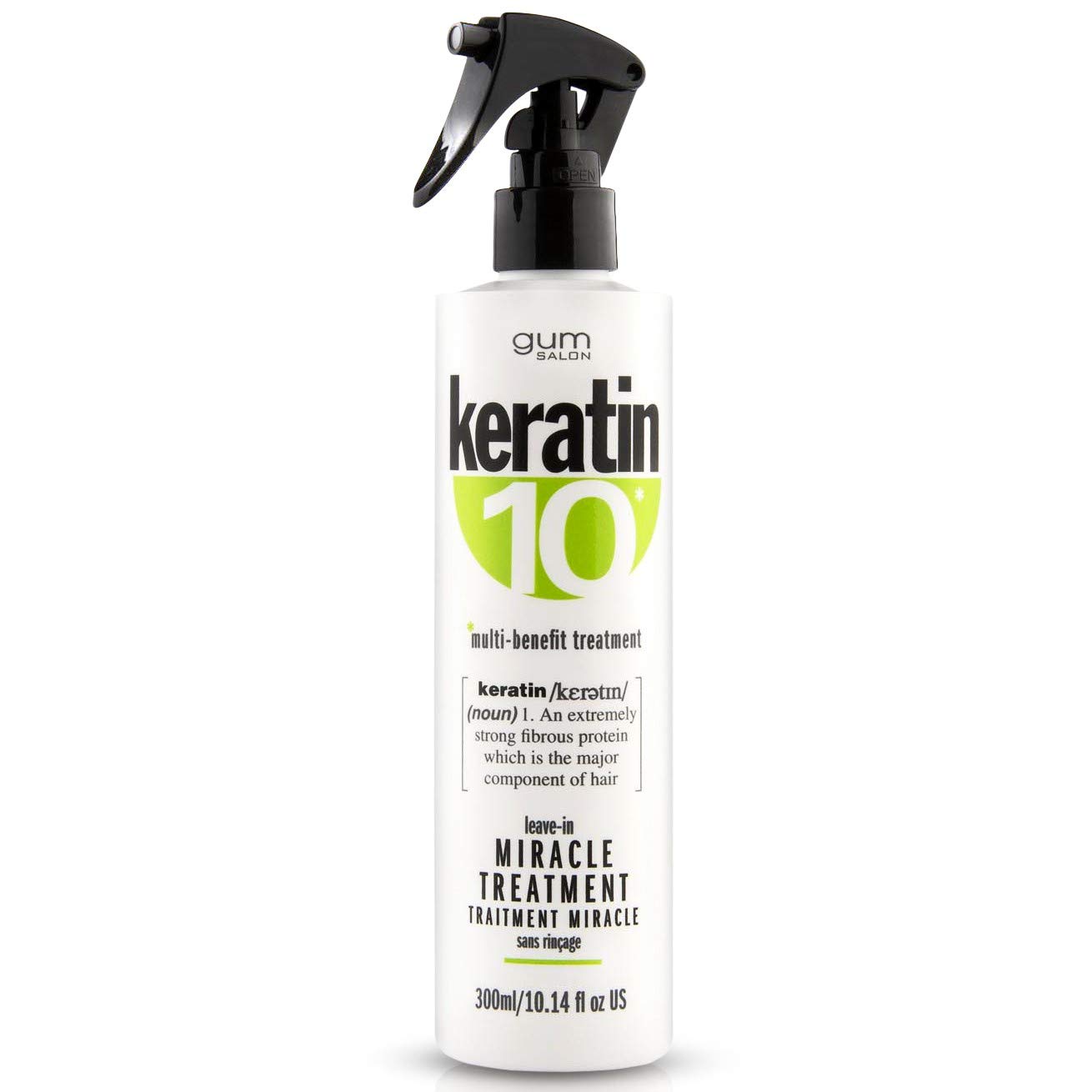 KERATIN 10 gum salon LEAVE IN MIRACLE TREATMENT 300ml RSP £19.99