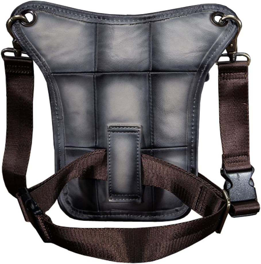 Leather Waist Pack Drop Leg Bag for Men Women Belt Bum Bag Multi-Purpose Motorcycle Bicycle Outdoor Sports Tactical Cycling Riding Hiking Camping Black Gray - Image 3