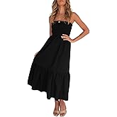 ZESICA Women's Summer Boho Strapless Maxi Dress 2026 Casual Off Shoulder Smocked Flowy A Line Beach Holiday Long Dresses