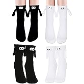 4 Pair Funny Magnetic Holding Hands Socks Funny Valentines Gifts for Her/Him Crazy Sock for Galentine's Day Women