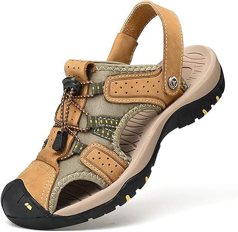 Amazon Co Jp メンズウォーキングハイキングサンダルつま先アウトドアスポーツ夏のカジュアルシューズ 超軽量速乾性ビーチトレーナー 快適で通気性 Yellow 45 ホーム キッチン