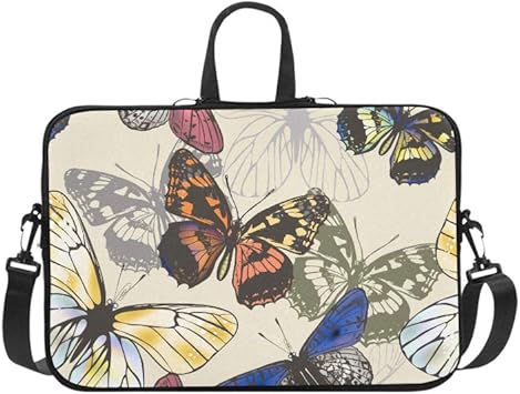 Amazon Com Laptop Shoulder Bag Messenger Bag Case Notebook Handle Sleeve Neoprene Soft Carring Tablet Travel Case Butterfly Wallpaper Pattern Colorful Butterflies Laptop Handbags 14 Computers Accessories