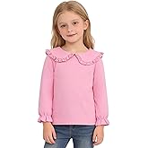 Magic Park 12M-14Y Toddler Girl Long Sleeve Blouse Girls Ruffle T-Shirt Solid Color Tee Casual Tops Holiday Winter Shirts