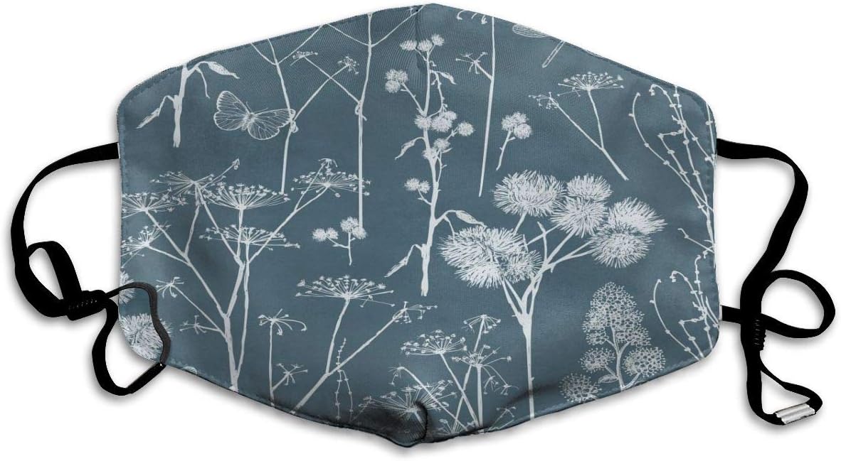 Butterfly Dandelion Mouth Mask Face Mask for Men and Women Dustproof Anti Pollution Half Face Mask Washable Reusable Muffle Mask for Running Cycling Camping Travel White