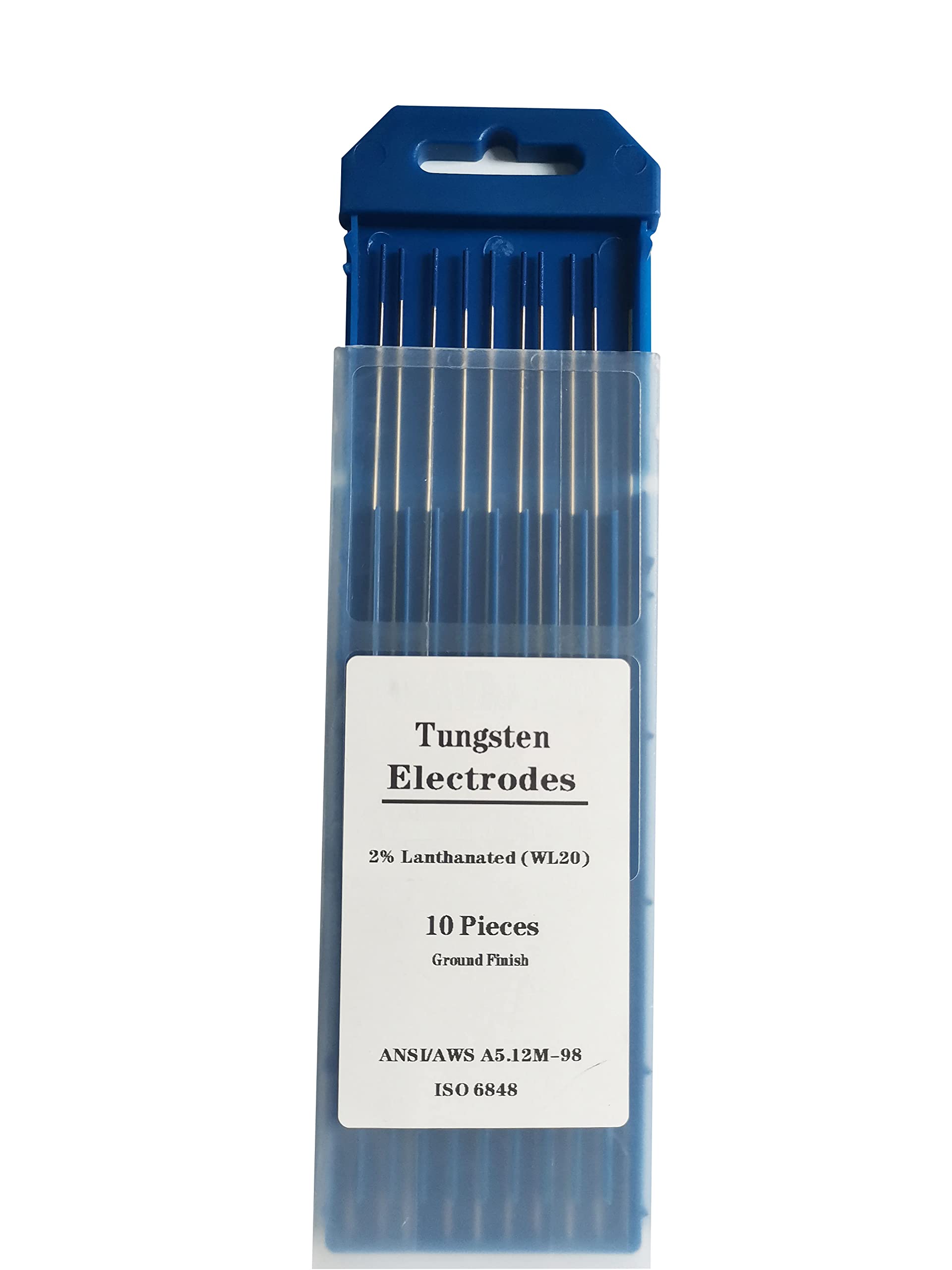 TIG Tungsten Electrodes Diam.1/16inch, with 2% Lanthanum, WL20(Blue) Lanthanum Tungsten Welding Electrodes Rods, 1.6mm x175mm 10pcs Pack.