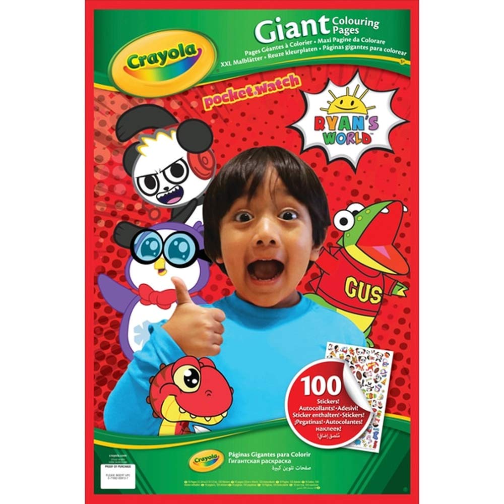 CRAYOLA RYAN'S WORLD Giant Colouring Pages with Stickers