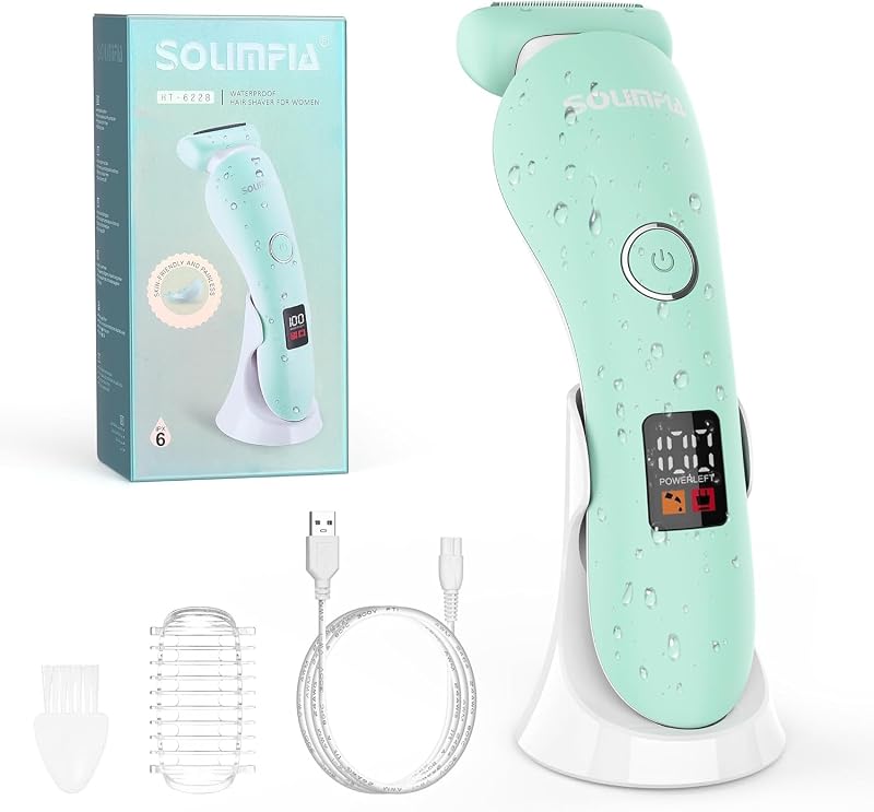Solimpia Women Electric Shaver Cordless Wet Dry IPX6 USB Rechargeable