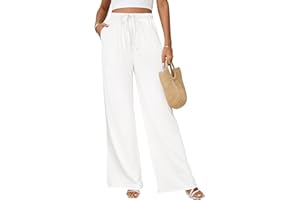 Jyanl Linen Pants for Women Flowy Palazzo Pants Boho High Waist Wide Leg Trousers Summer Beach Vacation Outfits 2025