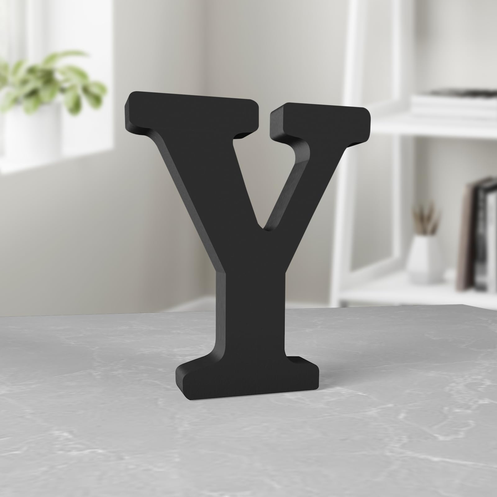 Aruatu 6 Inch Black Wood Letters Unfinished Wood Letters for Wall Decor Decorative Standing Letters Slices Sign Board Decoration for Craft Home Party Projects (Y)