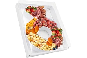 KAFUCIZE 12.5inch Fillable Paper Mache Ring Engagement Cardboard Cutouts Charcuterie Board Food Sweet Cupcake Tray Party Decorative Box (Ring, White)