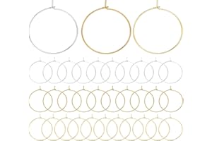120PCS Earring Hoops for Jewellery Making - 25mm Iron Hoops - 40pcs Each in Silver, Gold, Dark Gold - DIY Earring & Ring Maki