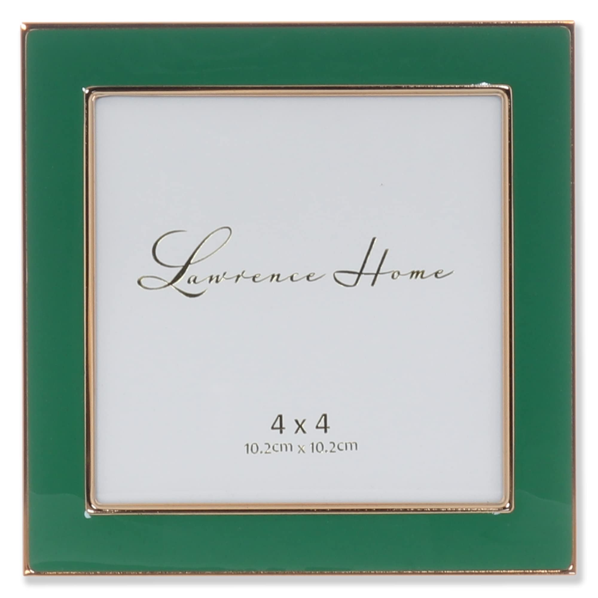 4x4 Gold Metal and Green Enamel Picture Frame