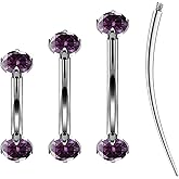 Ruifan 16g Rook Piercing Jewelry Titanium Internally Threaded CZ Curved Barbell Eyebrow Tragus Helix Conch Lobe Labret Earrings Lip Rings Body Piercing Jewelry For Women Men 6mm 8mm 10mm