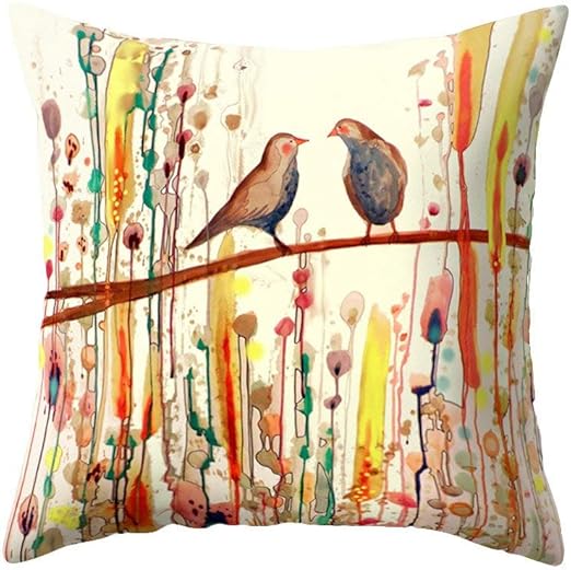 Amazon Com Wintefei Win Bird Flower Pillow Case Bed Sofa Living