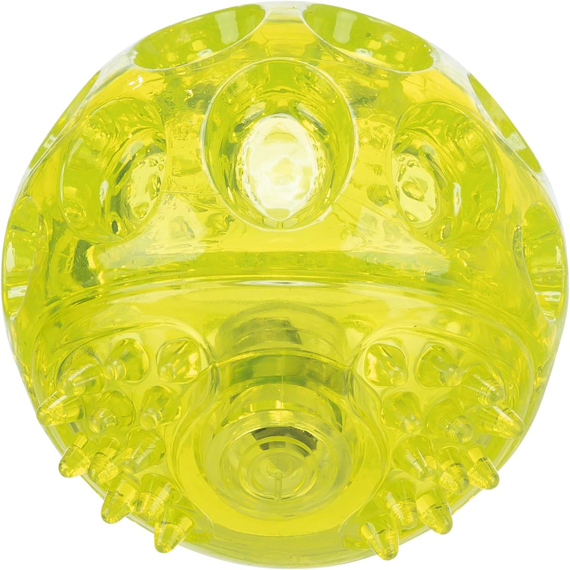 TRIXIE Flashing ball for dogs, lime, ø 7.5 cm, 33643, with switch, activation by impact