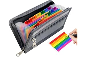 Small Receipt Holder A6 Size Check Holders Accordion File Organizer Zipper Closure 12 Pockets Expanding File Folder for Stora