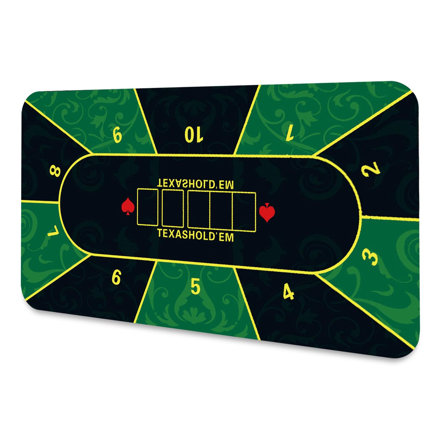 LaiEr Poker Mat 10 Players Texas Hold'em Poker Rubber Mat Poker Topper for Tables Folding Portable Poker Table Top Layoutw for Poker Games Blackjack Casino(160 * 80 * 0.2cm,Green)