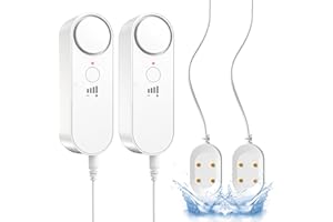 DAYTECH Water Leak Detectors 2 Pack, 100 dB Water Sensors for Leaks Sump Pump Alarm with 78 Inch Detector Cable and 4 Volume 